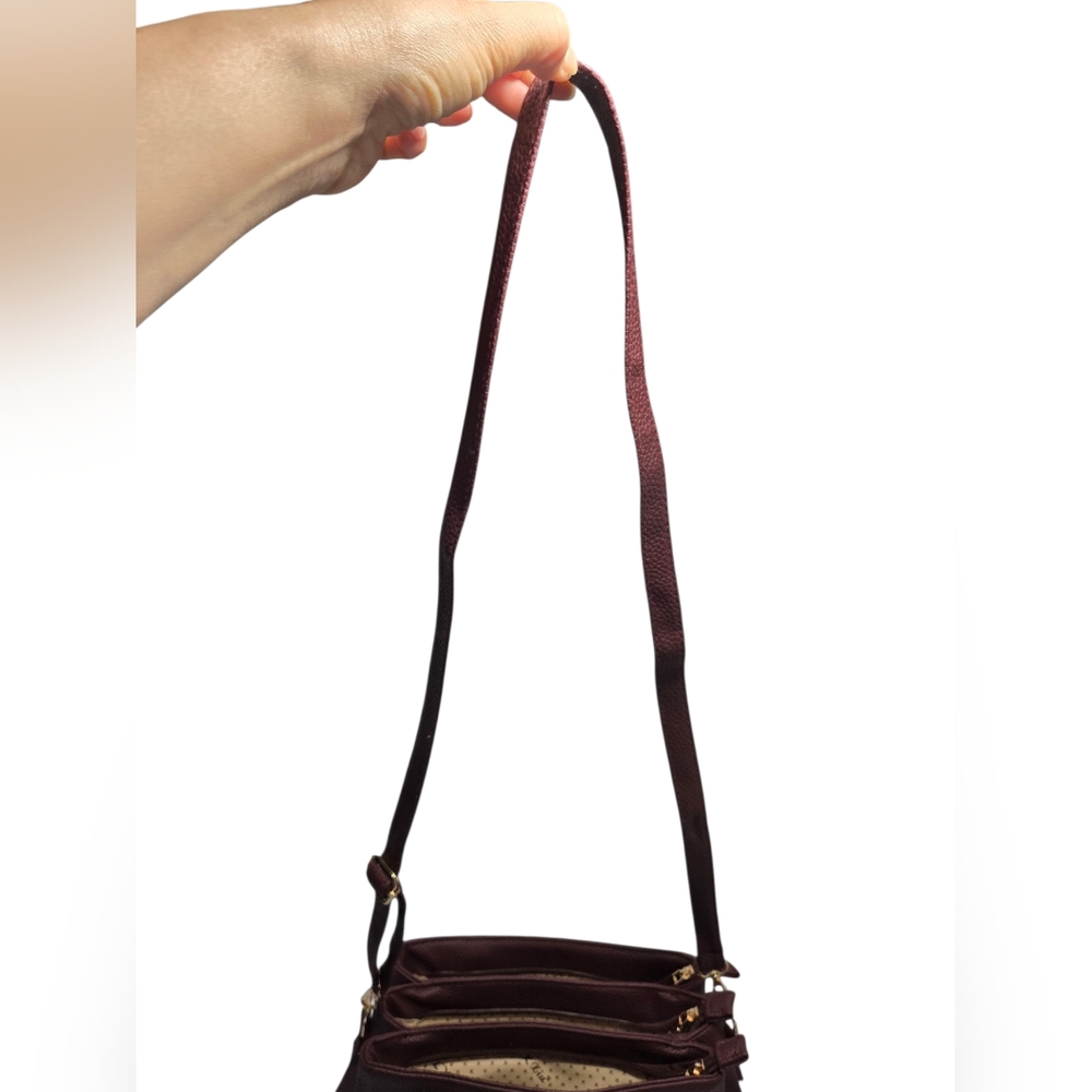 KK XIU Sophisticated DeePlum Foux Leather Satchel Women's With Structured Design - Picture 5 of 16